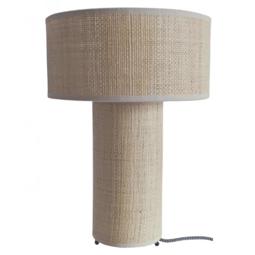 Lampe Saturne en raphia naturel