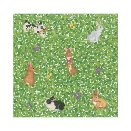 Set de 20 serviettes vertes à motif d'animaux