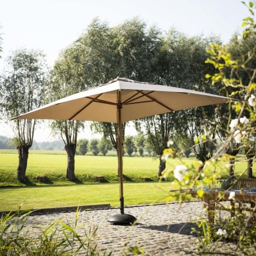 Sun Shade Parasol mât bois 300X400CM Ecru